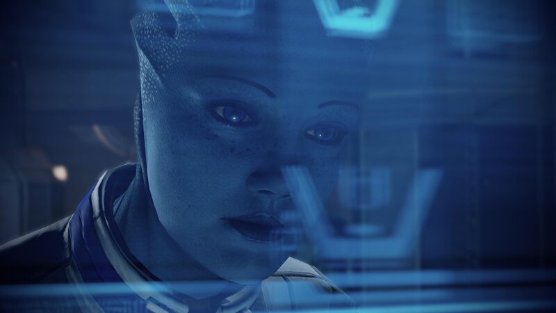 female alien in blue light
