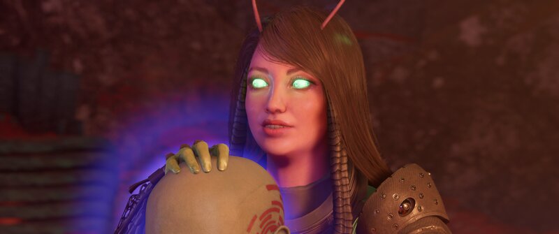 Female Alien with Glowing Eyes