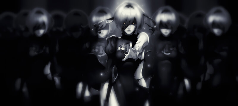 Female Android Character — Black, Dramatic