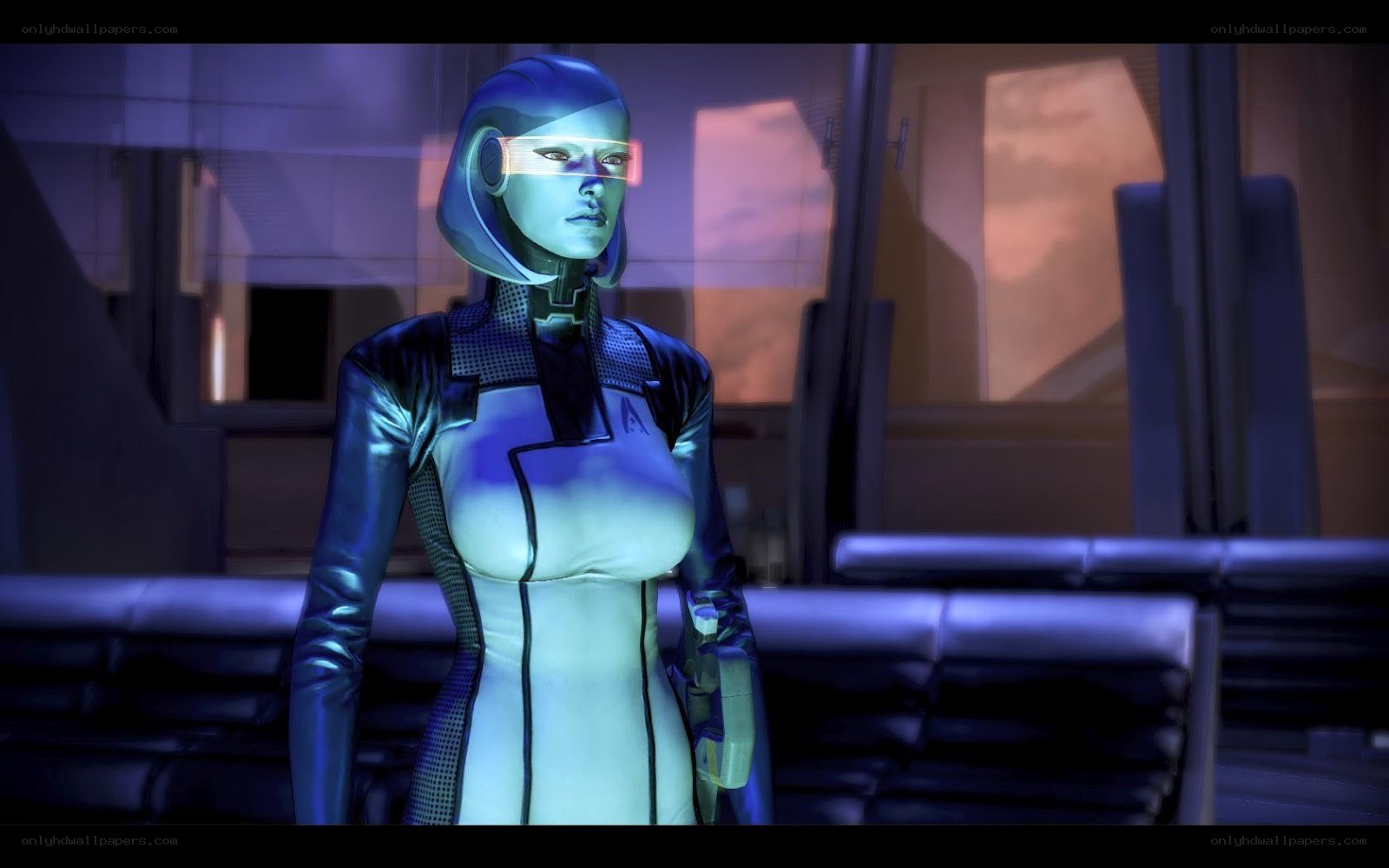 female android in futuristic setting