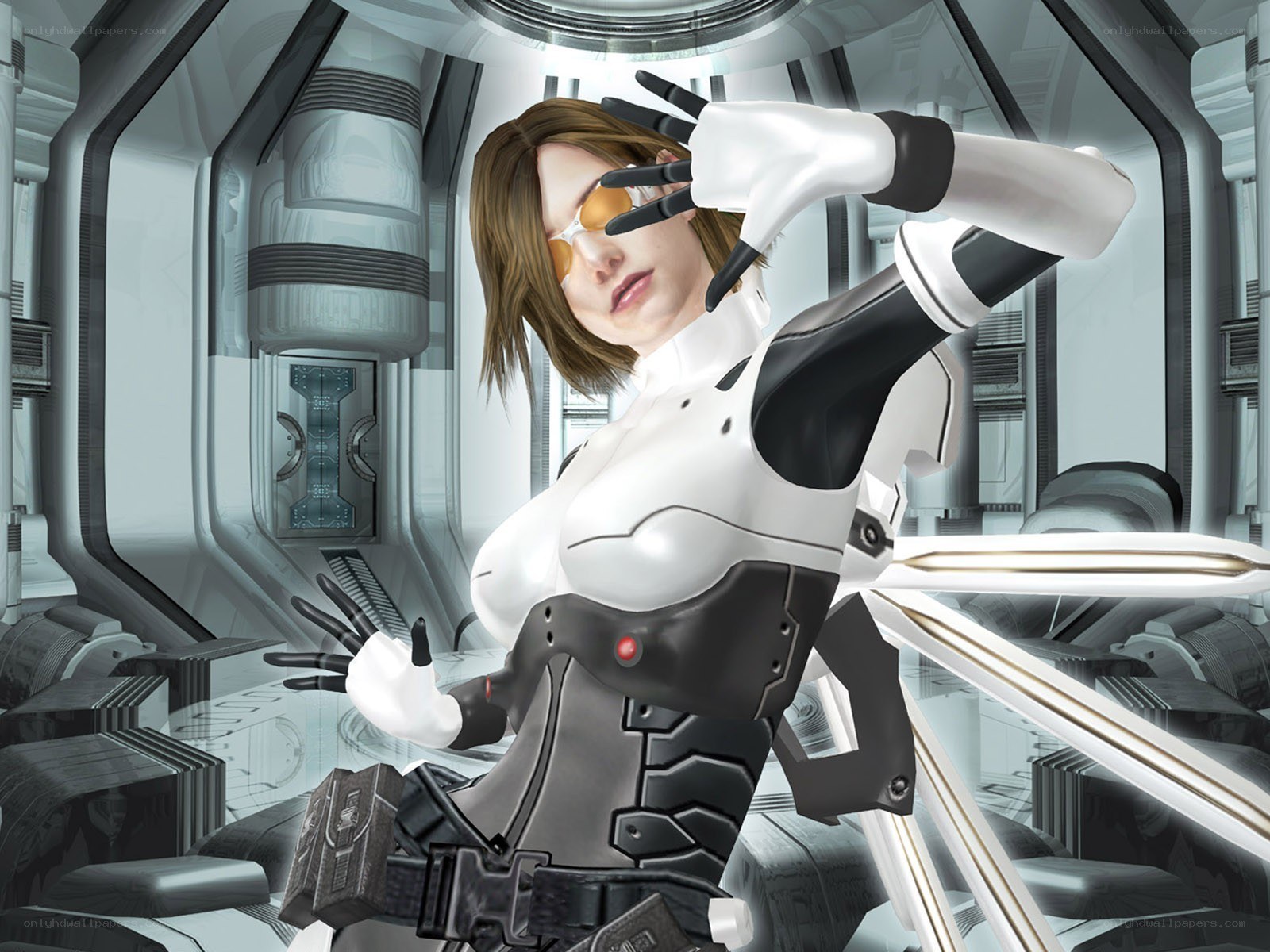 female android in futuristic setting
