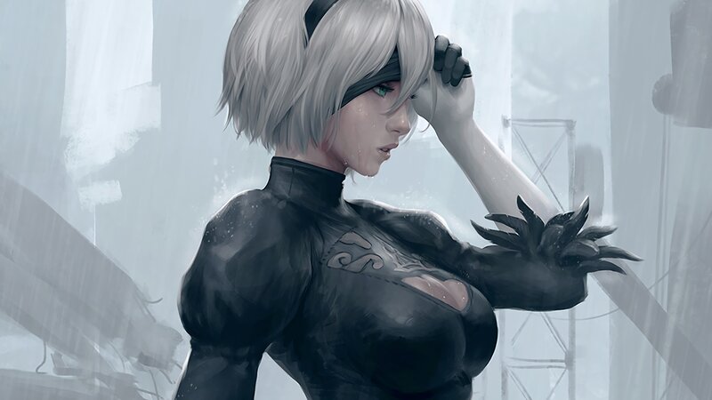 Female Android in Rain