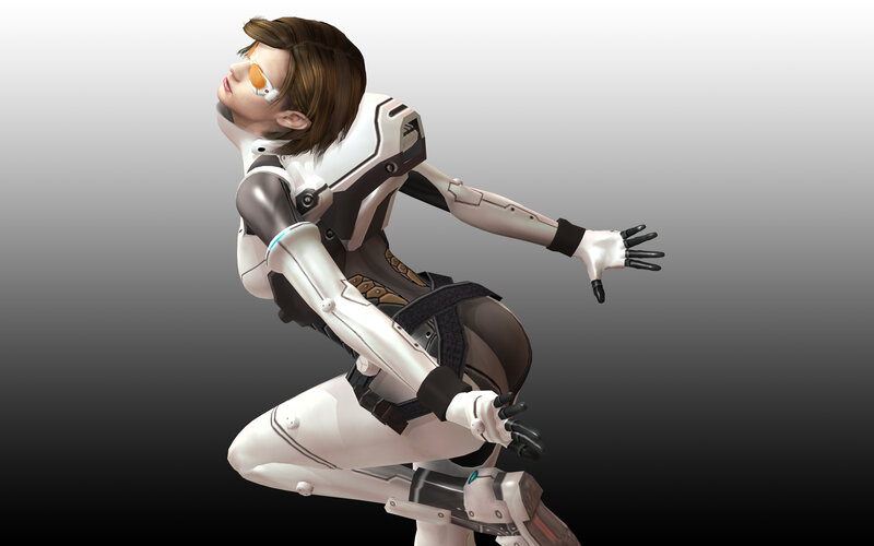 female android in white armor