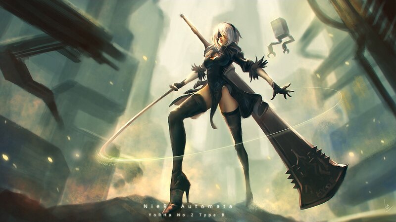 Female Android Warrior — Black, Dramatic, Digital Art