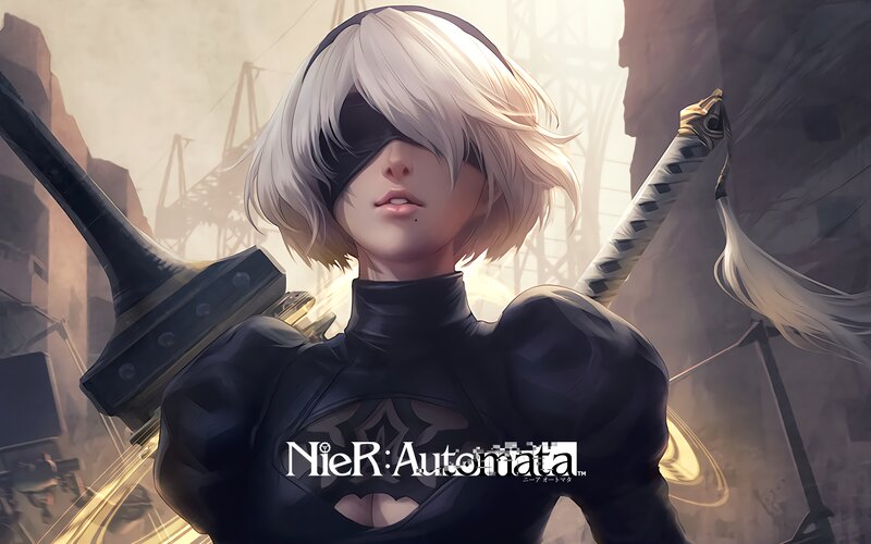 Female Android with White Hair — Black, Dramatic