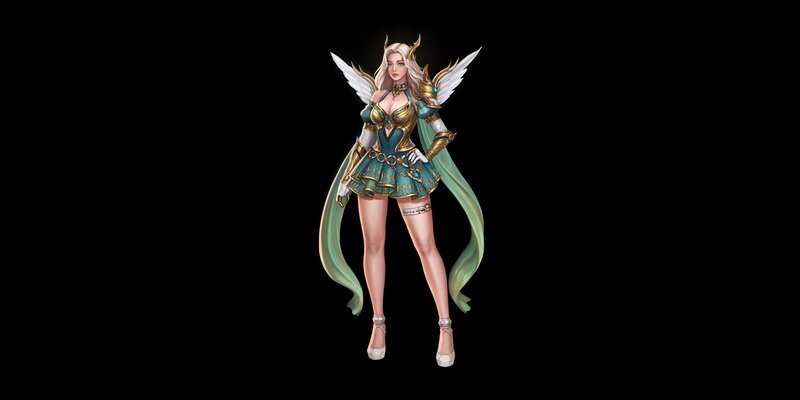 Female Angel Character — Green