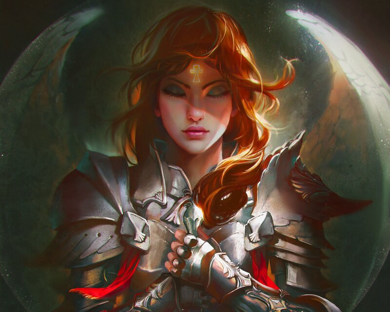 Female Angel in Armor — Silver