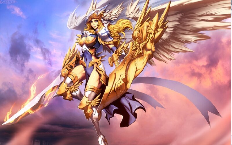 Female Angel Warrior — Blue