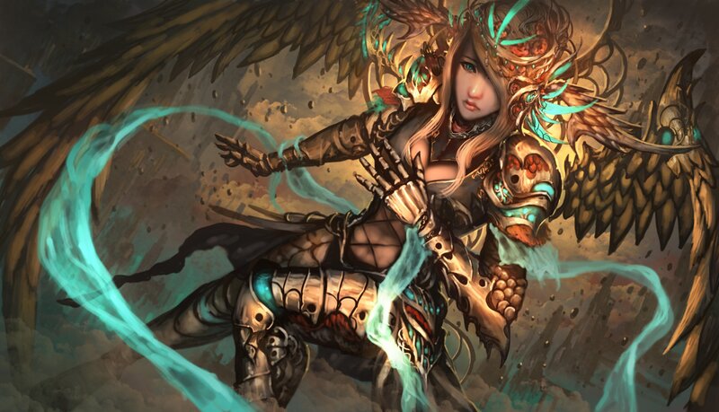 Female Angel Warrior — Brown, Dramatic