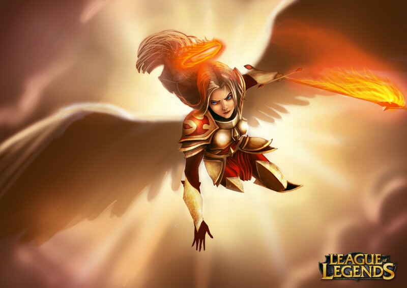 Female Angel Warrior — Gold, Dramatic, Digital Art