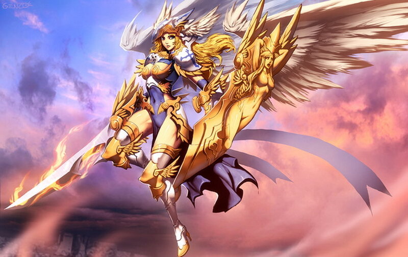 Female Angel Warrior — Purple