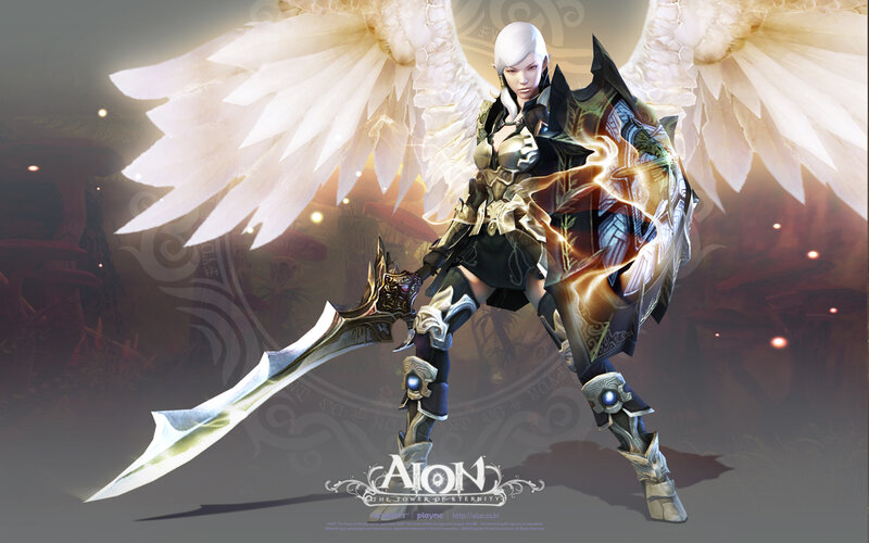 Female Angel Warrior — White, Dramatic, Digital Art, Wings, Sword, Armor, Black, Gold