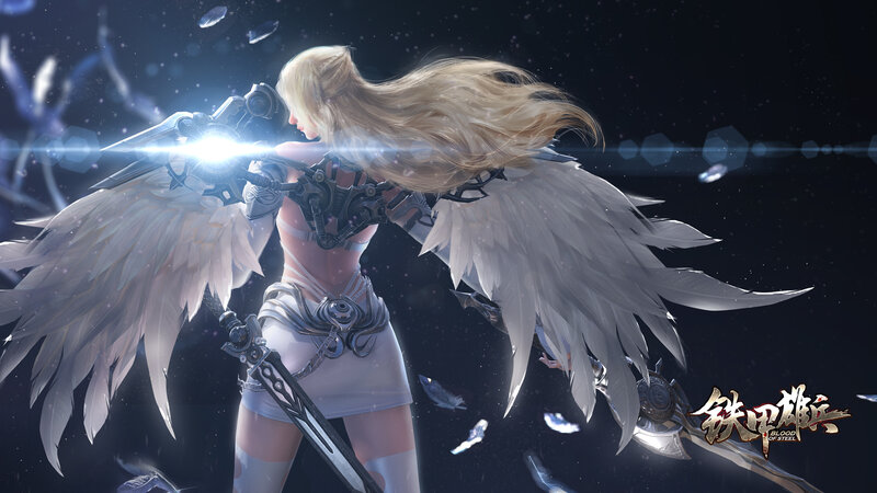 Female Angel Warrior — White, Dramatic, Night
