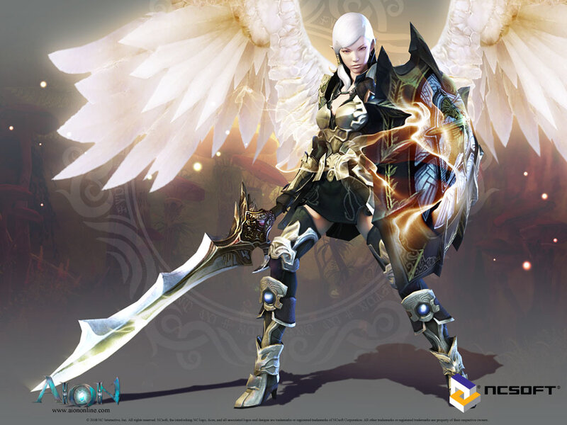 Female Angel Warrior — White, Dramatic