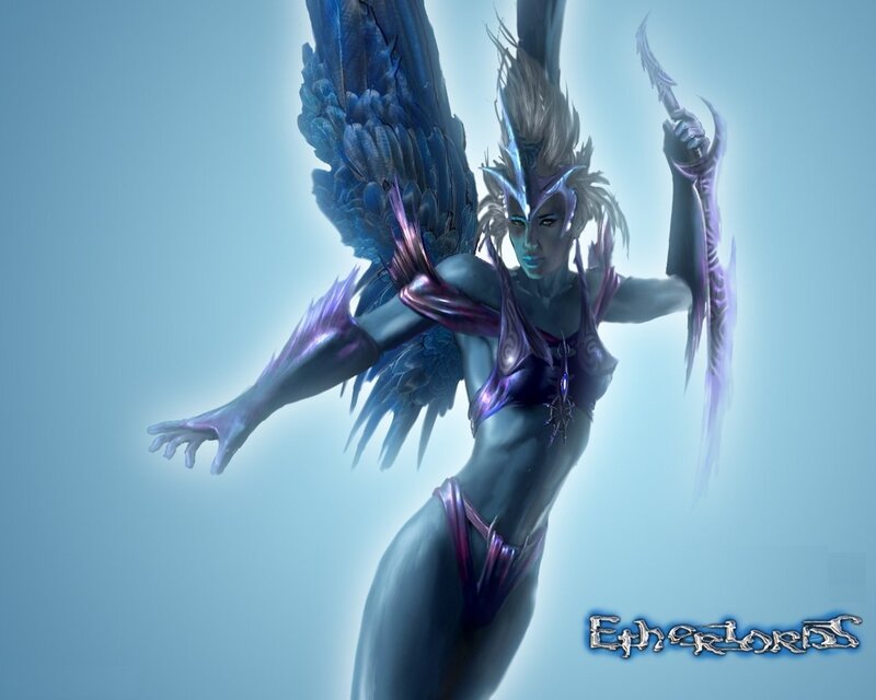 female angel warrior with wings
