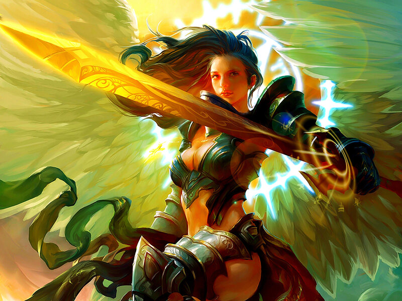 Female Angel Warrior — Yellow