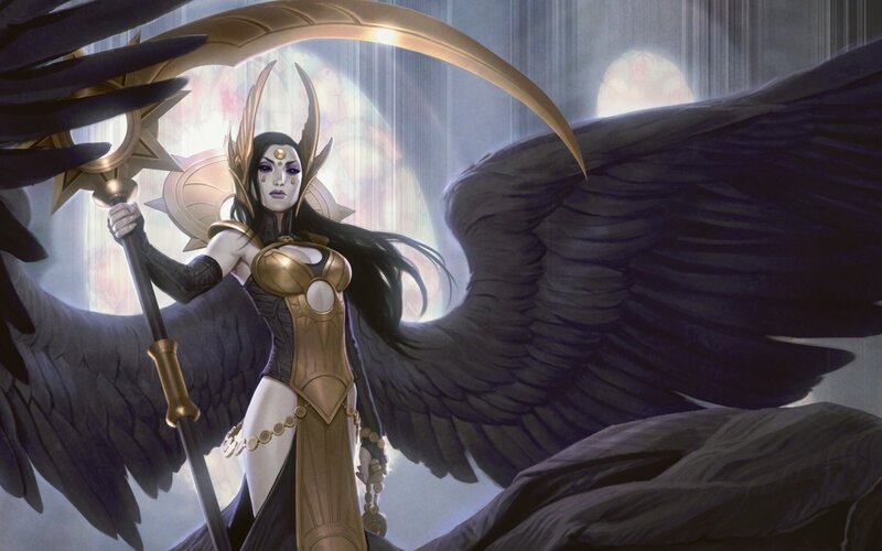 Female Angel with Black Wings — Dramatic, Digital Art, Staff