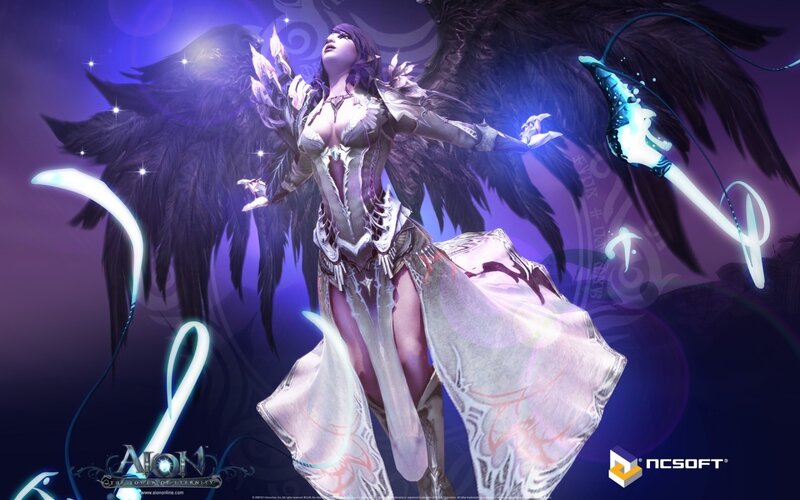 Female Angel with Black Wings — Purple, Dramatic, Night, Digital Art, Sword