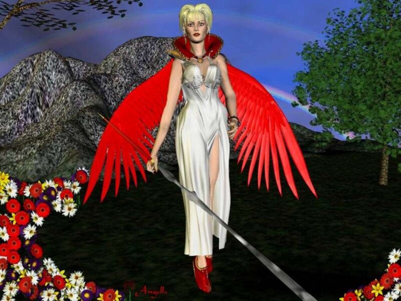 Female Angel with Red Wings