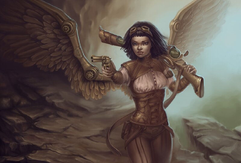 Female Angel with Wings — Brown