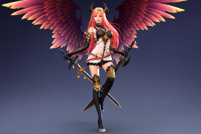 Female Angel with Wings — Pink, Dramatic
