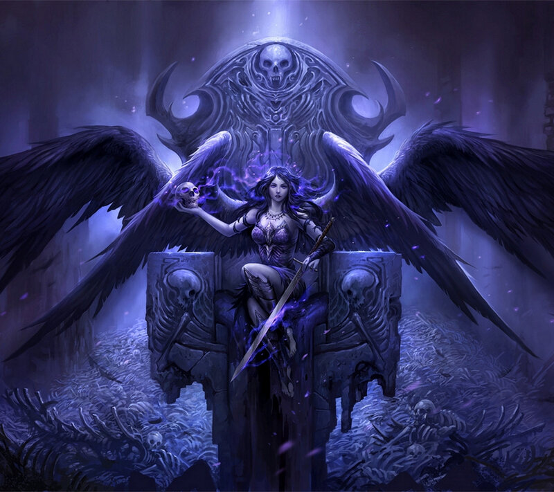 Female Angel with Wings — Purple, Dark