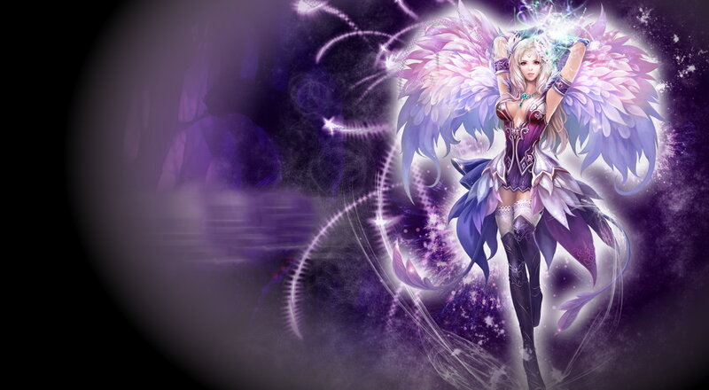 Female Angel with Wings — Purple, Dramatic, Night
