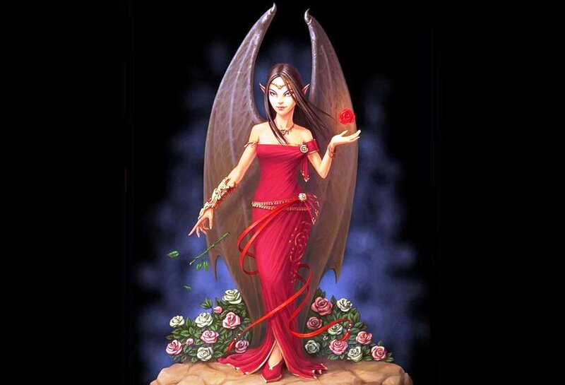 Female Angel with Wings — Red