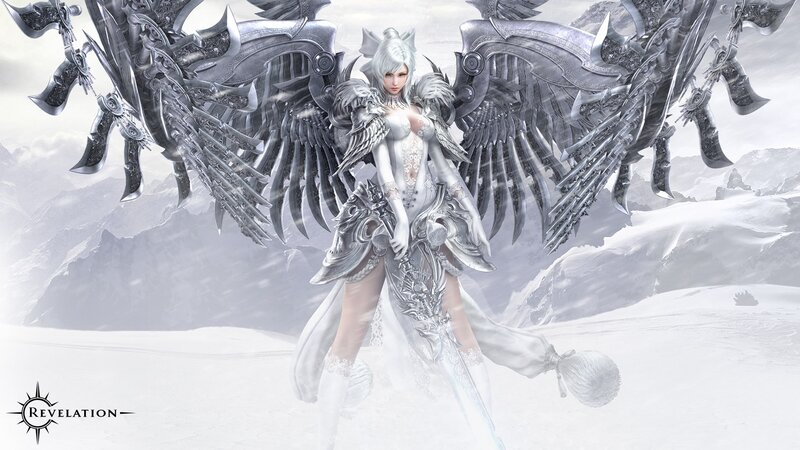 Female Angel with Wings — White, Dramatic, Winter