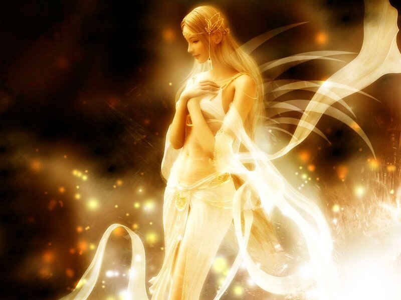 Female Angel with Wings — White, Ethereal