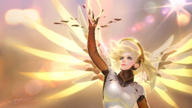 Female Angel with Wings — Yellow