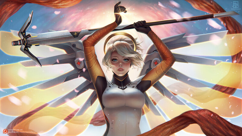 Female Angelic Figure — White, Dramatic, Sunset