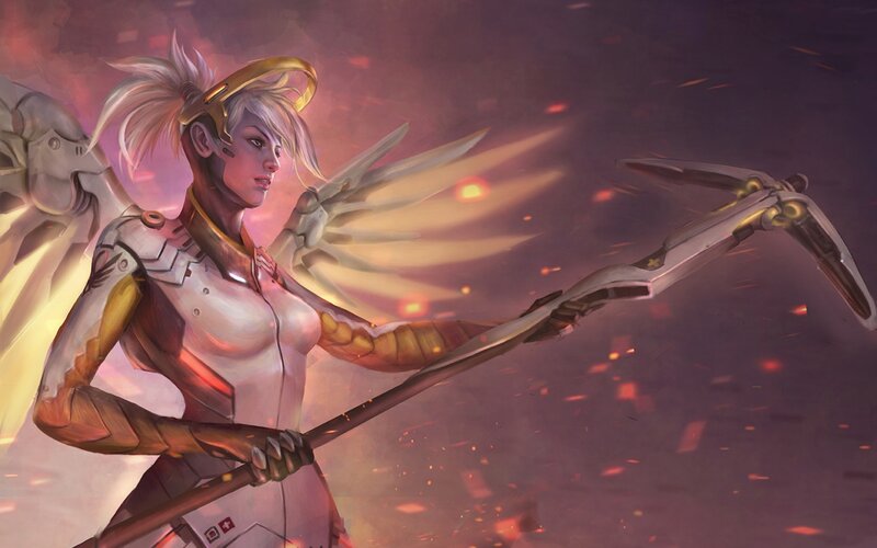 Female Angelic Warrior — Purple, Dramatic