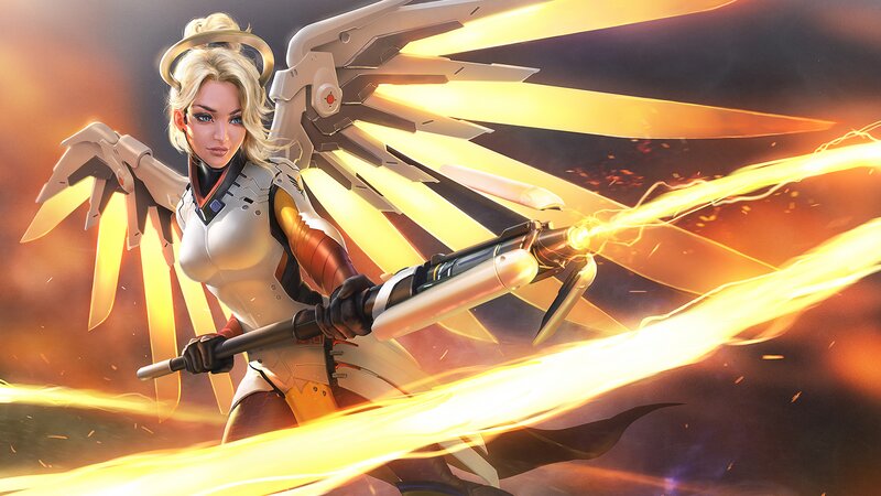 Female Angelic Warrior — Yellow, Dramatic