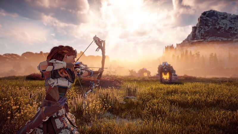 Female Archer Aiming Bow — Yellow