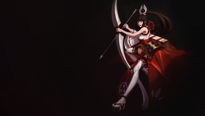 Female Archer Character — Black, Dramatic