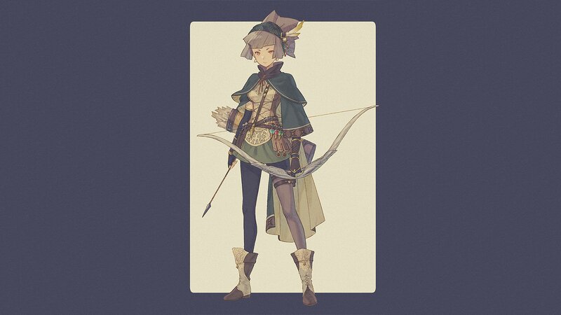 Female Archer Character — Blue, Calm