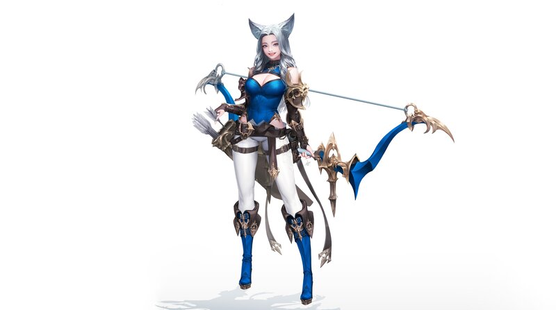 Female Archer Character — Blue, Confident