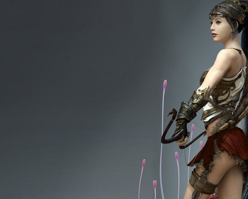 Female Archer Character — Gray, Dramatic