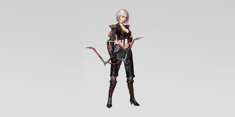 Female Archer Character — Gray, Neutral