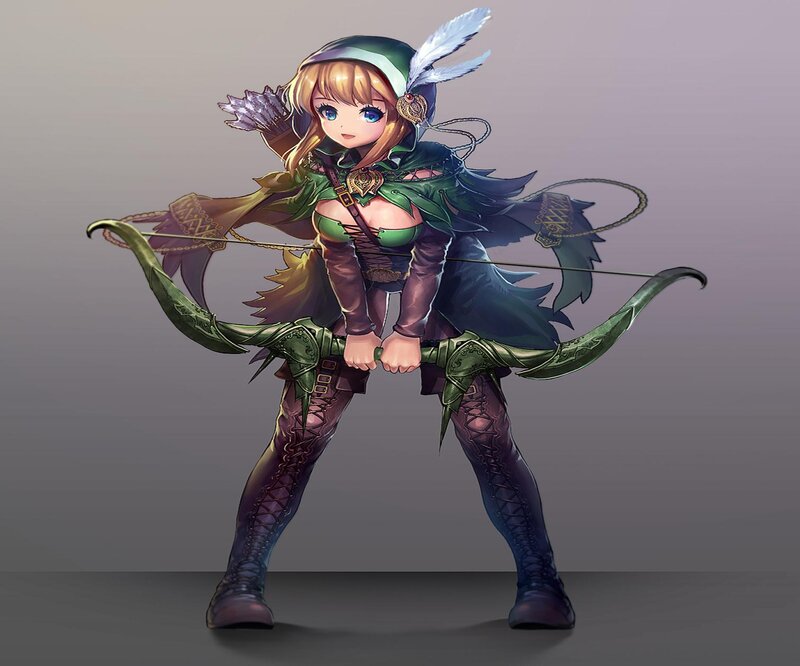 Female Archer Character — Green, Confident, Digital Art
