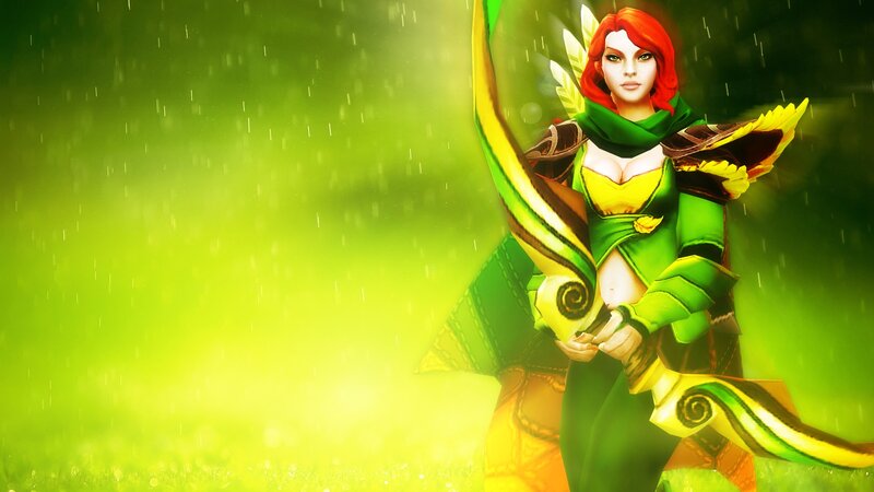 Female Archer Character — Green, Dramatic, Digital Art