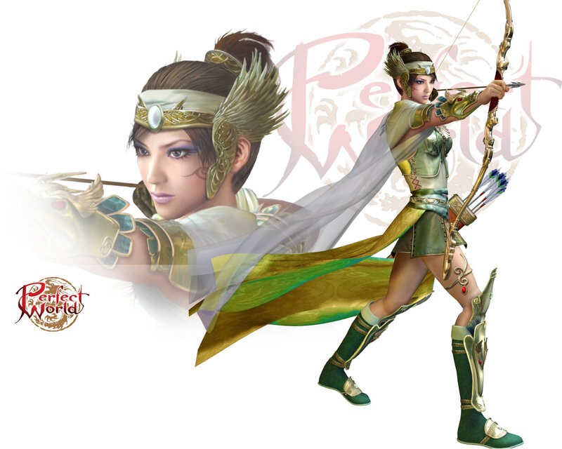 Female Archer Character — Green, Dramatic