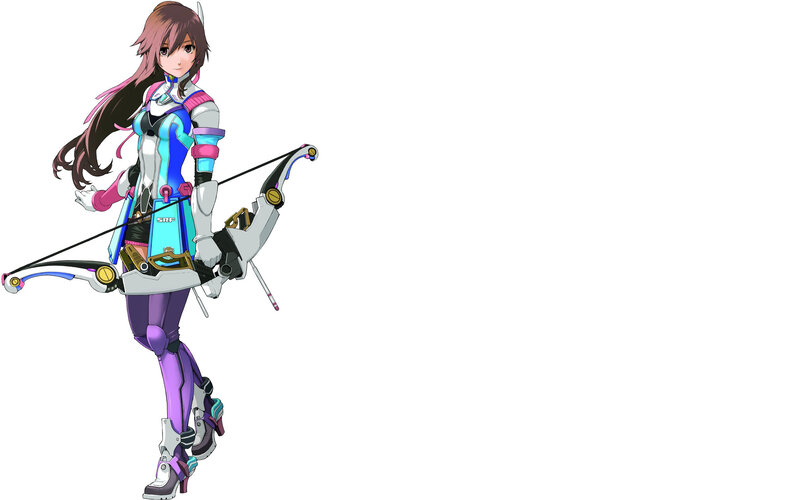 Female Archer Character — Purple, Confident, Anime