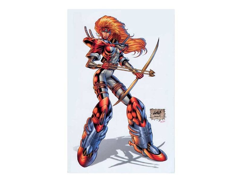 Female Archer Character — Red, Action