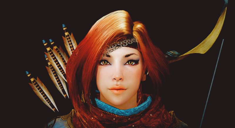Female Archer Character — Red, Serious