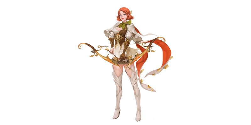 Female Archer Character — White, Confident