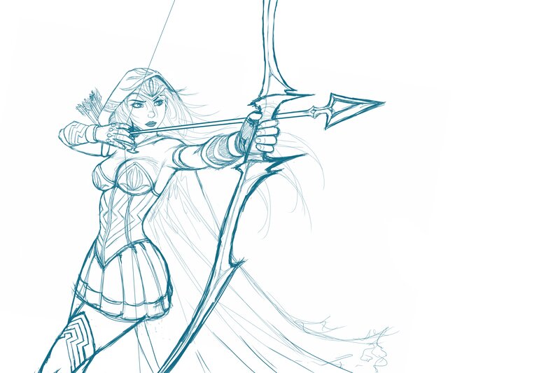 Female Archer Drawing Bow