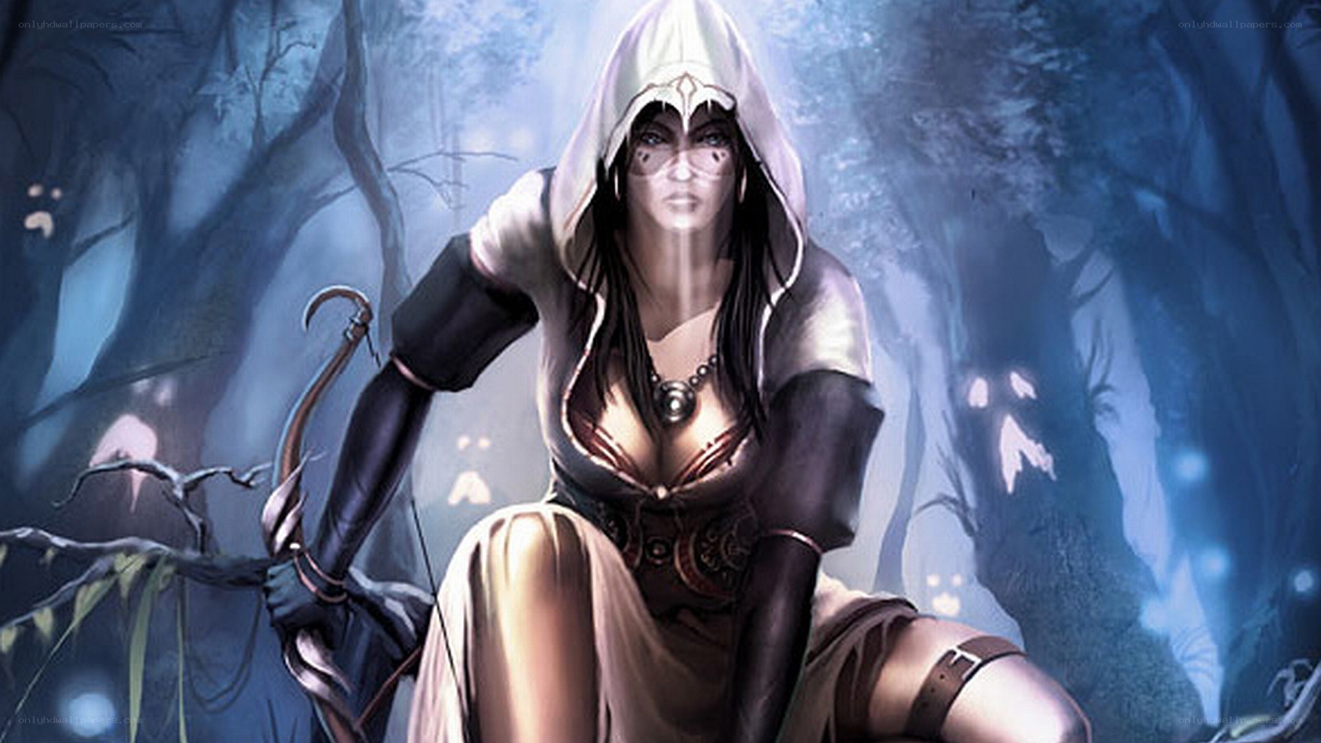 female archer in a forest