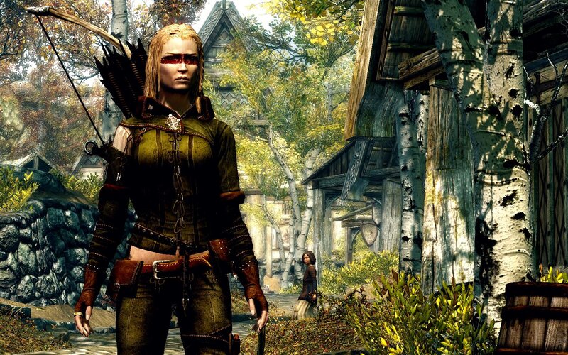 female archer in a village